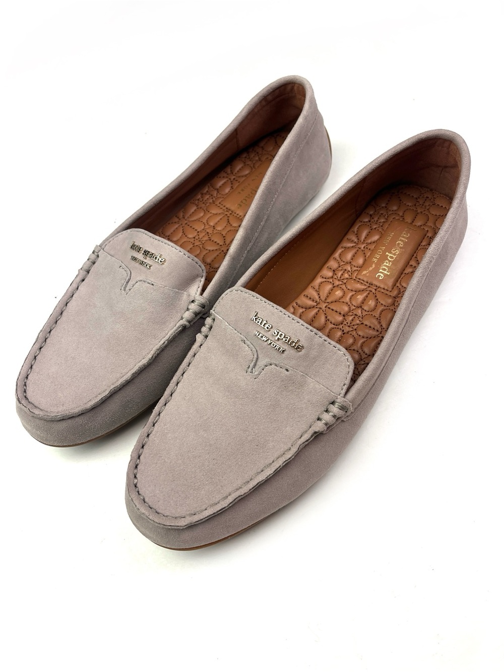 Like New Kate Spade Deck Gray Suede Driving Loafer Moccasin size 8.5